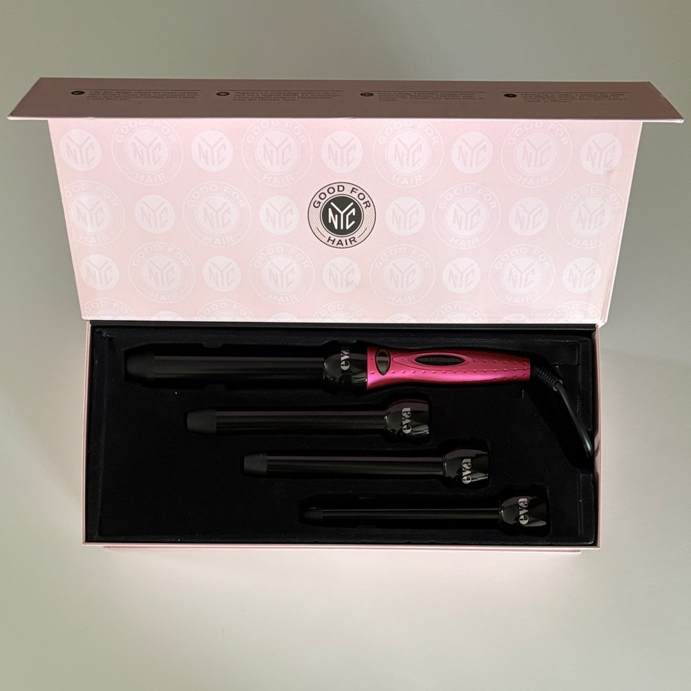 EVA•NYC Good For Hair Pink 4-Piece Curling Wand Set